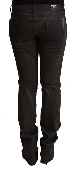Costume National Women's Black Cotton Mid Waist Skinny Pants