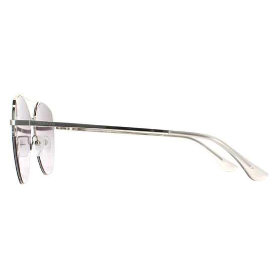 Calvin Klein Aviator Mens Silver Smoke Grey CK20121S