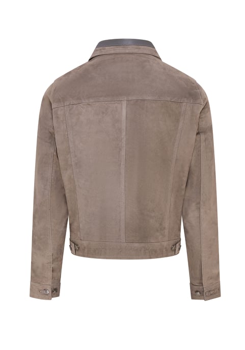Mens Grey Goat Suede Leather Jacket- Nurmes