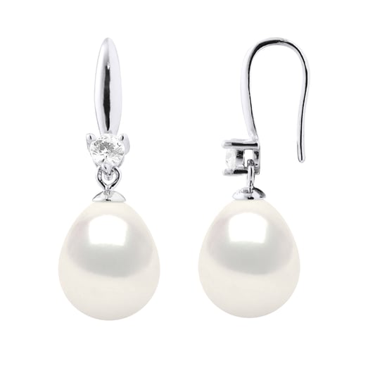 Oorbellen Zilver 925 & Cubic Zirconia - 2 Echte Gecultiveerde Zoetwaterparels 9-10 mm - Image 1