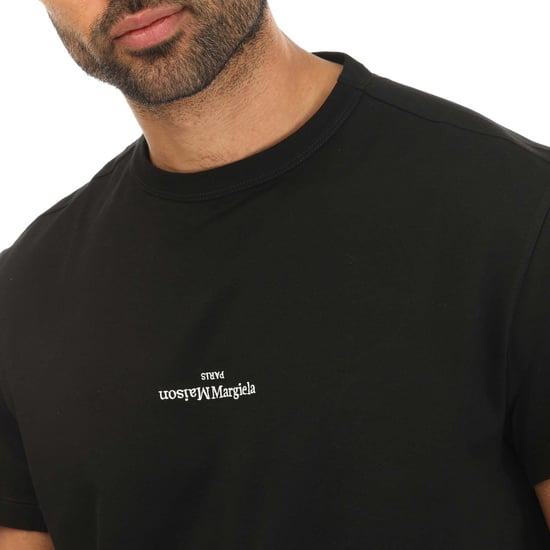 Heren Maison Margiela Geborduurd Tekst Logo T-shirt in Zwart - Image 3
