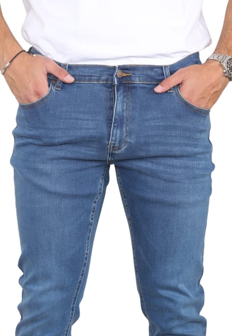 MYT Herenjeans met rechte pijpen, hyperstretch denim in blauw - Image 4
