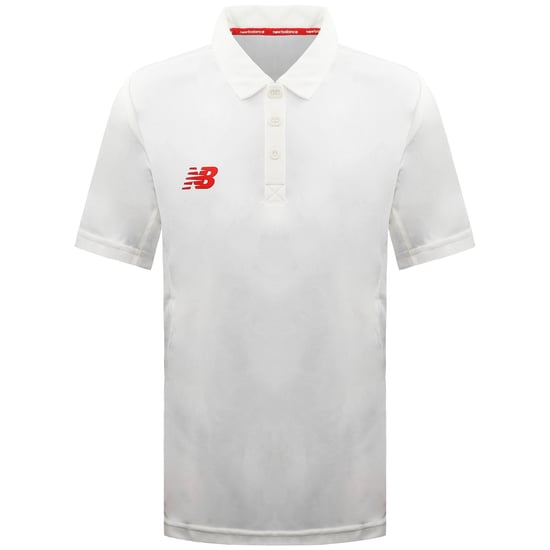 New Balance Cricket Kinderen Off White Poloshirt - Image 1