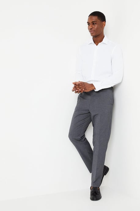 Slim Fit Long Sleeve Basket Weave Smart Shirt - Image 2