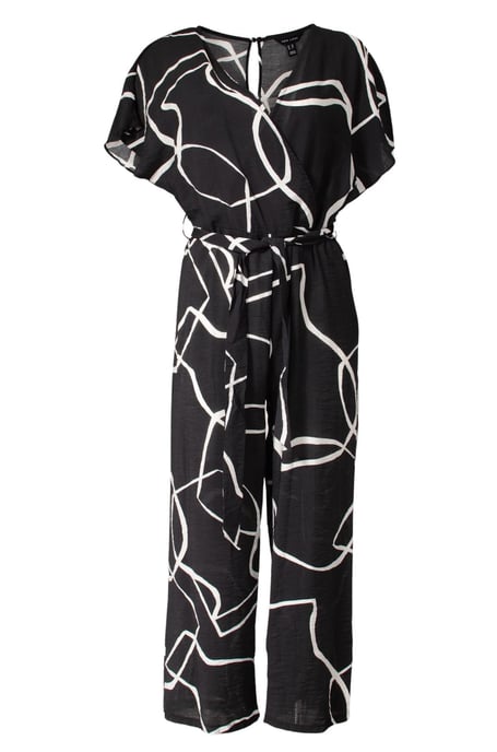 Summer Print Tie Waist Short Sleeve Jumpsuit