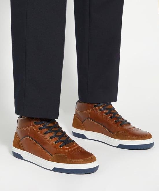 Dune Mens Sydnies - Contrast Perforated High Top Trainers - Image 3