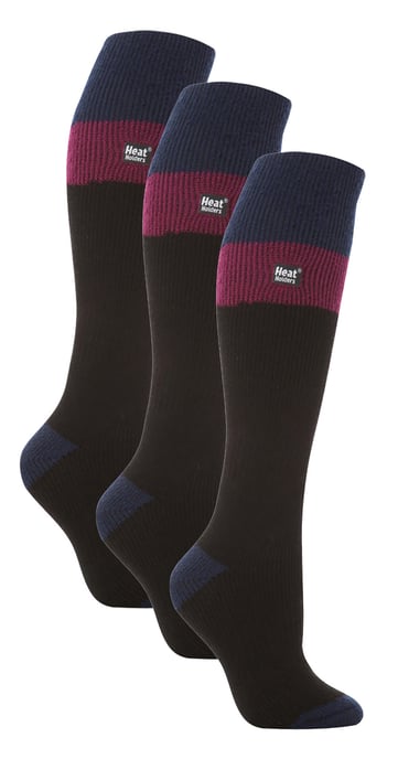 Heat Holders - 3 paar kniehoge skisokken voor dames - Zwart / Fuchsia - Image 1