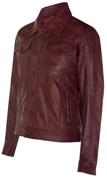 Trucker slim fit leather shirt-jean jacket
