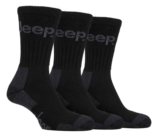 Heren 3 paar Jeep Cushion Sole Hiking werksokken - Zwart - Image 1