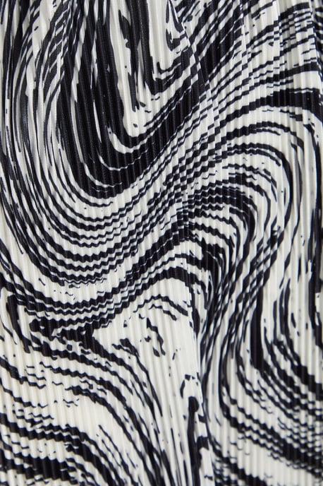 Black Plisse Swirl Wrap Dress