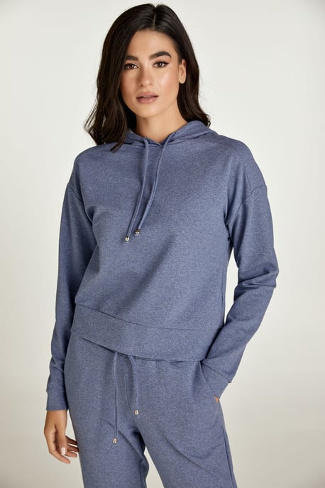 Indigo gemêleerd Hooded Sweatshirt - Image 5
