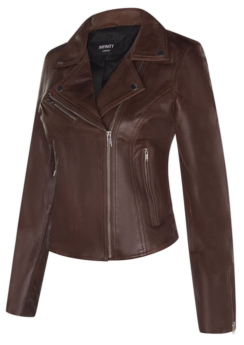 Classic Women's Brando Leather Biker Jacket from Loughton