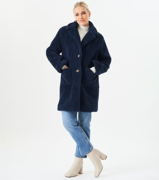 Faux Fur Longline Teddy Overcoat