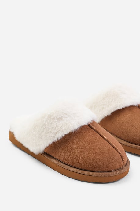 Wheres That From Womens 'Comfort' Slip On Slippers With Fur Trim