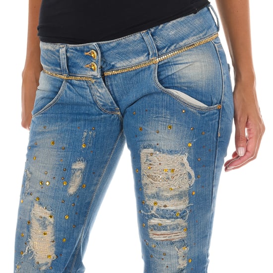 Lange denim broek versleten en gescheurd effect 10DB50128 vrouw - Image 2