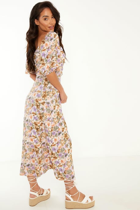 Lilac Floral Midi Dress