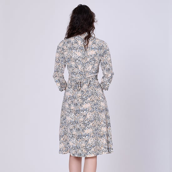 Minimalist printed tea dress and 3/4 sleeves