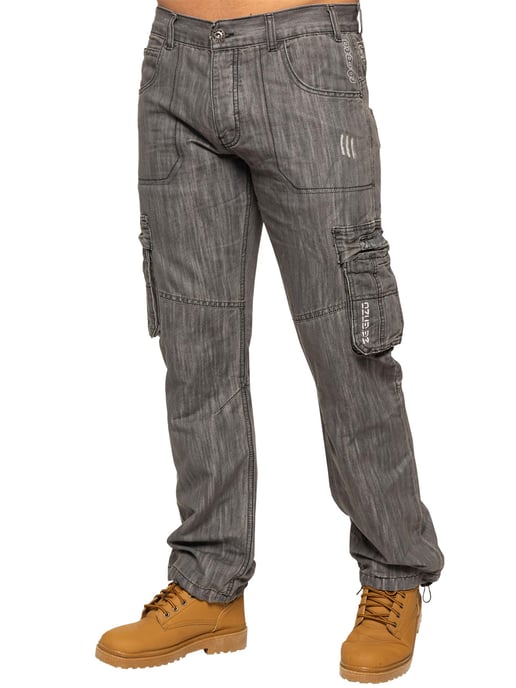 Enzo | Heren Combat Denim Jeans - Grijs - Image 1