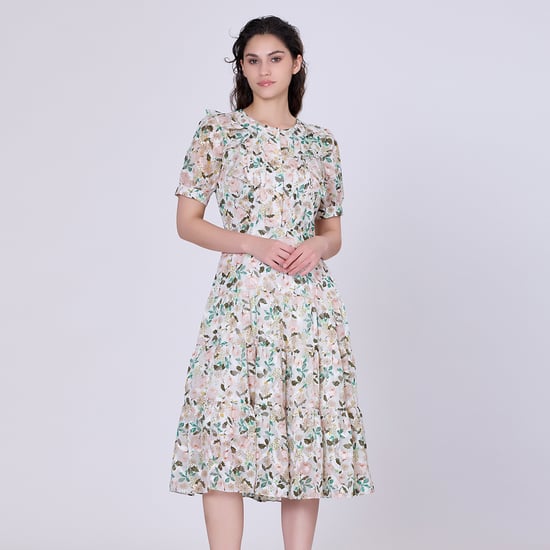Flower print tea dress