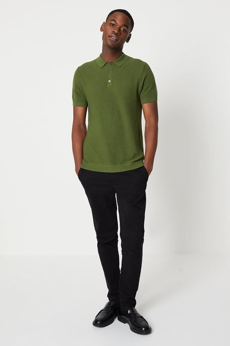 Moss Stitch Knitted Polo