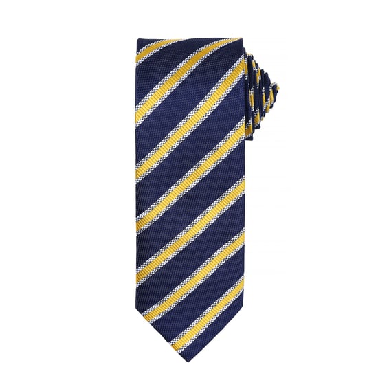 Premier Mens Waffle Stripe Formal Business Tie (Navy/Gold)