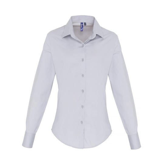 Premier Dames/Dames Popeline Stretch Shirt Met Lange Mouwen (Zilver) - Image 1