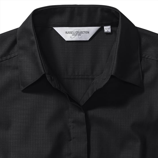 Russell Collectie Dames/Dames Lange Mouwen Poly-Katoen Gemakkelijk Onderhoud Gepaste Poplin Shirt (Zwart) - Image 5
