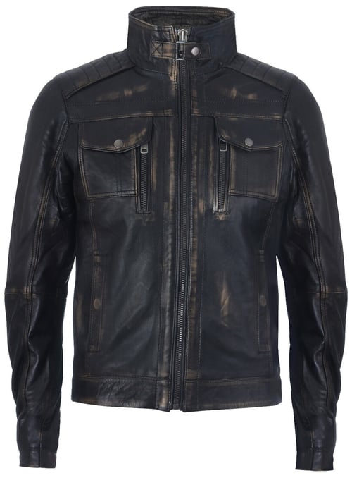 Leather Biker Distressed Motorcycle Jacket