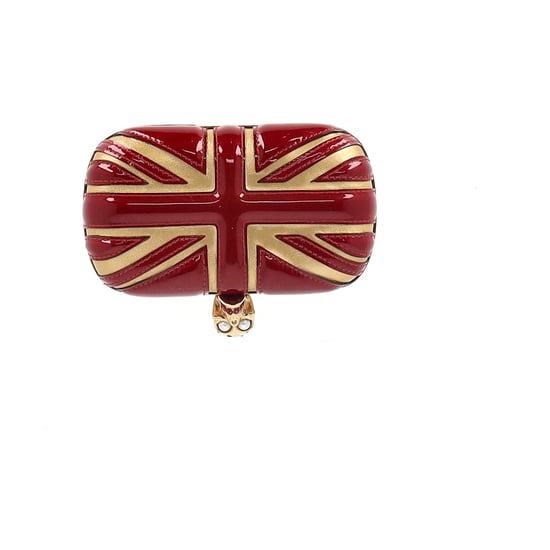 Alexander McQueen Britannia Skull Box Clutch Bag in Red Patent Leather - Image 5