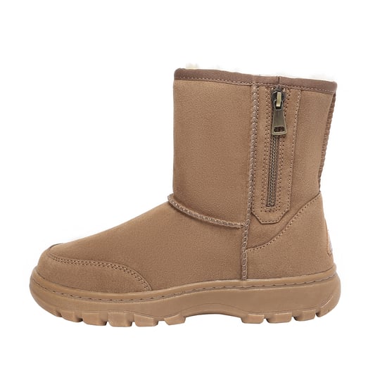 EVER AU Women Starling Zipper Short Boots - Chestnut