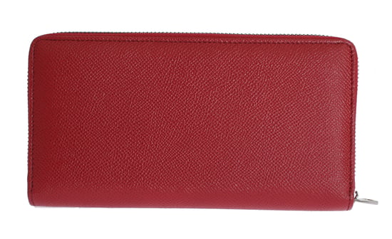 Dolce & Gabbana Women's Red Dauphine Leather Zip Around Continental Wallet