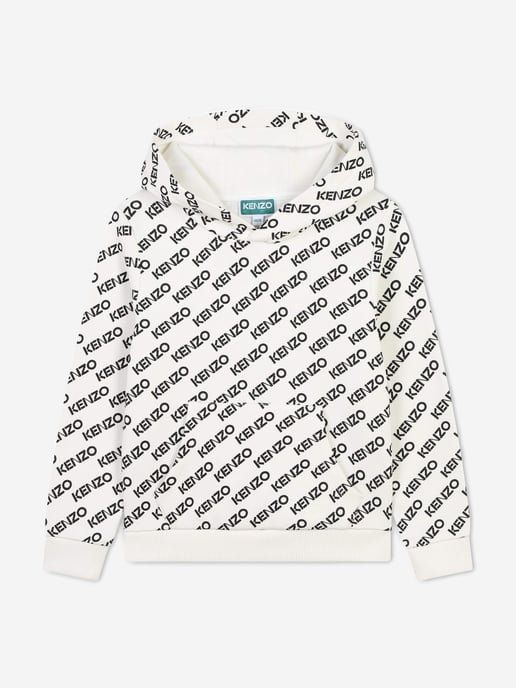 KENZO Kids Logo Print Hoodie in Ivory