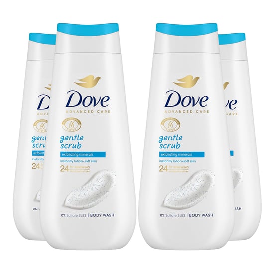 Dove Advanced Care Body Wash Gentle Scrub 24H Renewing Micromoisture 225ml, 4pk
