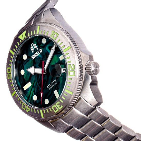 Shield Atlantic Abalone Bracelet Watch w/Date