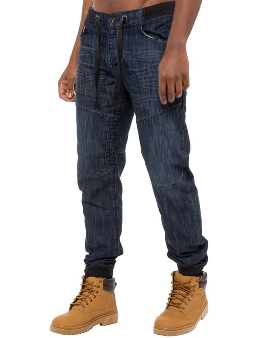 Enzo| Heren Denim Cuffed Jogger Jeans - Donkerblauw - Image 1