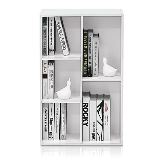 Furinno 5-Cube Open Shelf, White Furniture Living Room Bedroom Cabinet