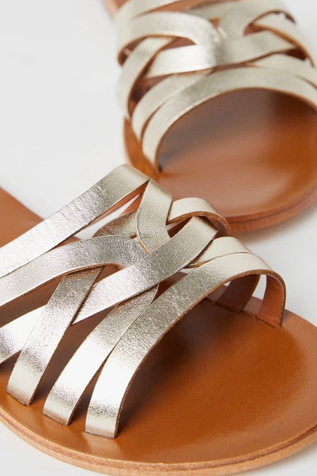 Imogen Leather Lattice Flat Sandals