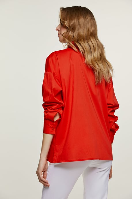 Red Poplin Style Shirt