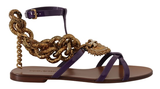 Dolce & Gabbana Dames Paarse Lederen Devotie Sandalen - Image 1