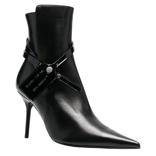 Off-White Nappa Calf Zip Tie Black Ankle Boots