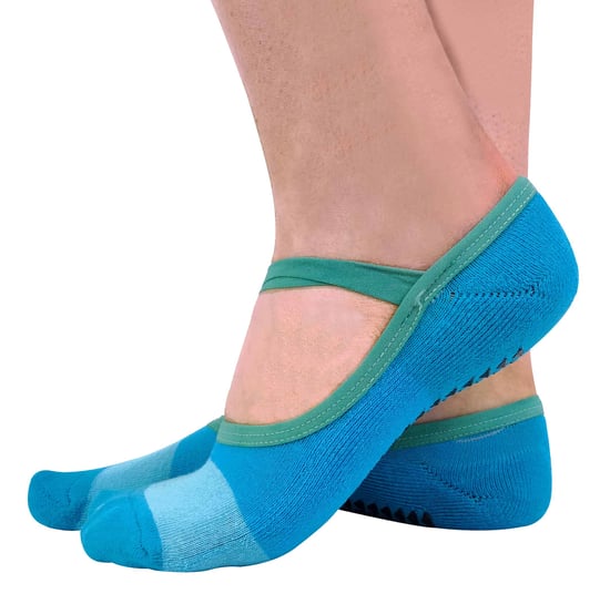 Set van 2 antislip yogasokken voor dames met bandjes - Blauw - Image 1