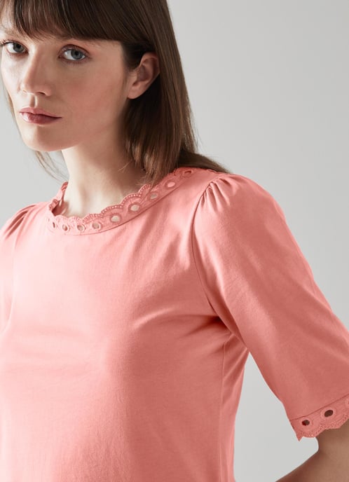 LK Bennett Lilly Jersey Tops, Dusty Rose