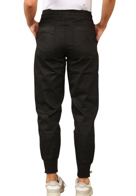 MYT Womens Elasticated Waist Cotton Cuffed Trousers in Black