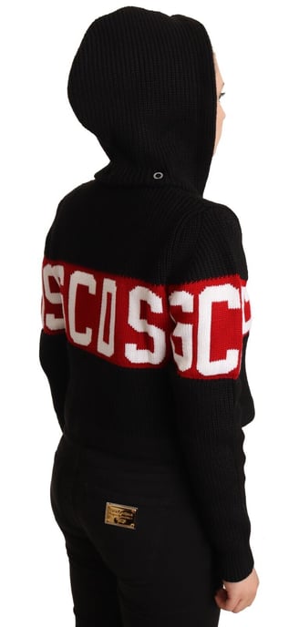 GCDS Vrouwen Zwart Cashmere Hooded Button Down Logo Cardigan Jacket - Image 5