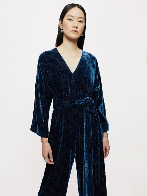 Zebra Devore Velvet Jumpsuit