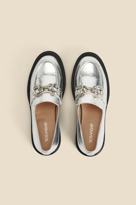 Silver Chain Trim Chunky Loafers