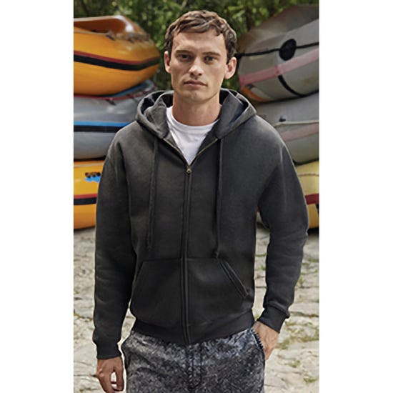 Fruit Of The Loom Heren Met Ritssluiting Sweatshirt Met Capuchon / Hoodie (Charcoal) - Image 3