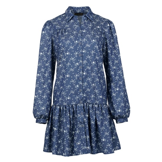 Indigo bloemenjurk met knopen - Image 2