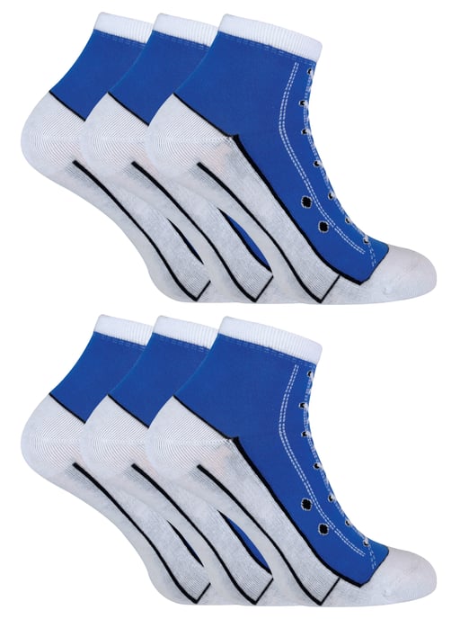 6 paar sneakersokken die op schoenen lijken - Blauw - Image 1