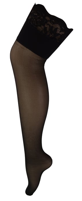 Hoog getailleerde doorschijnende panty voor dames glanzend - Zwart Zwart - Image 1